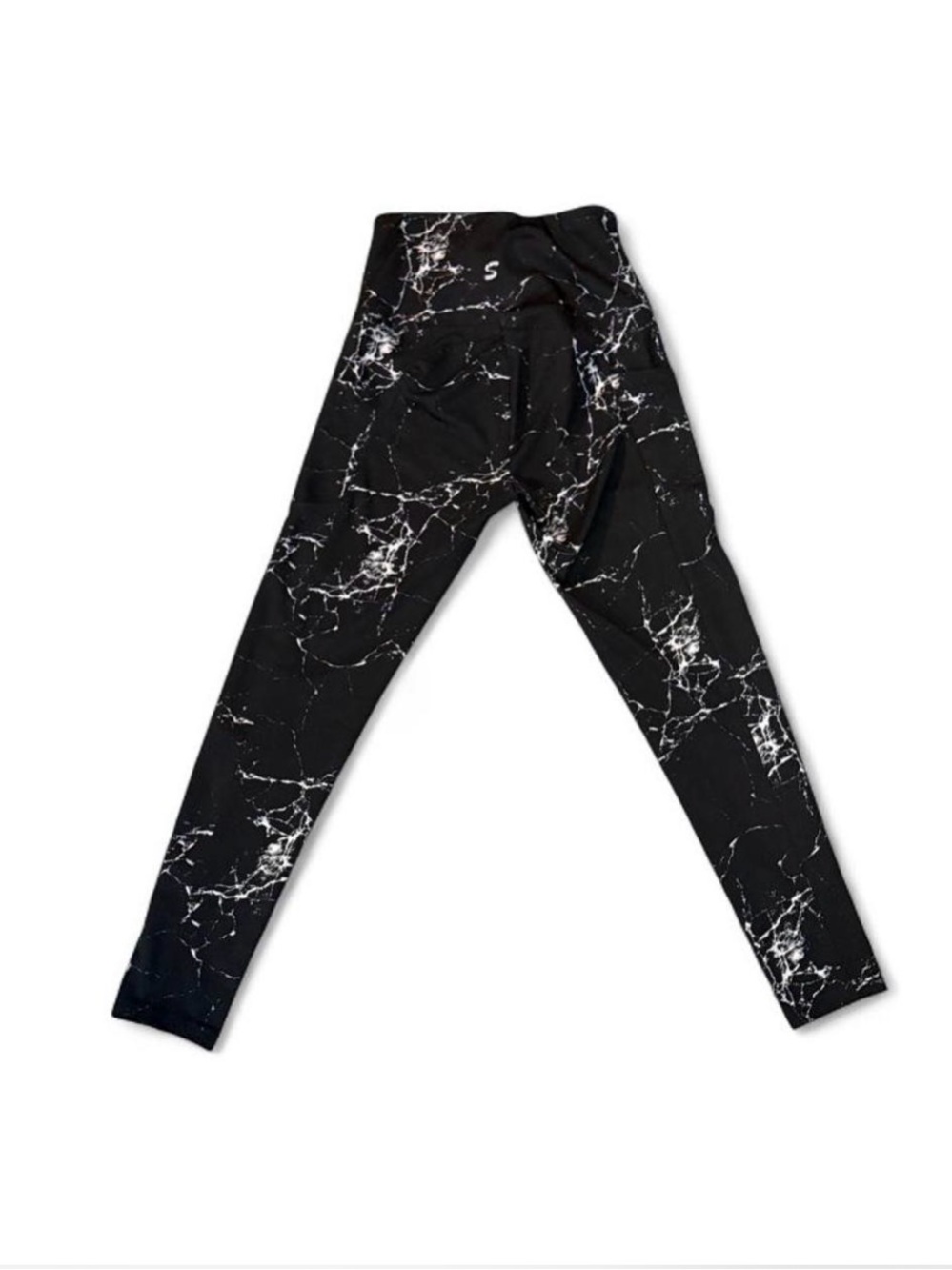 shosho Black Leggings with White Marble Print Sz S - Picture 5 of 6